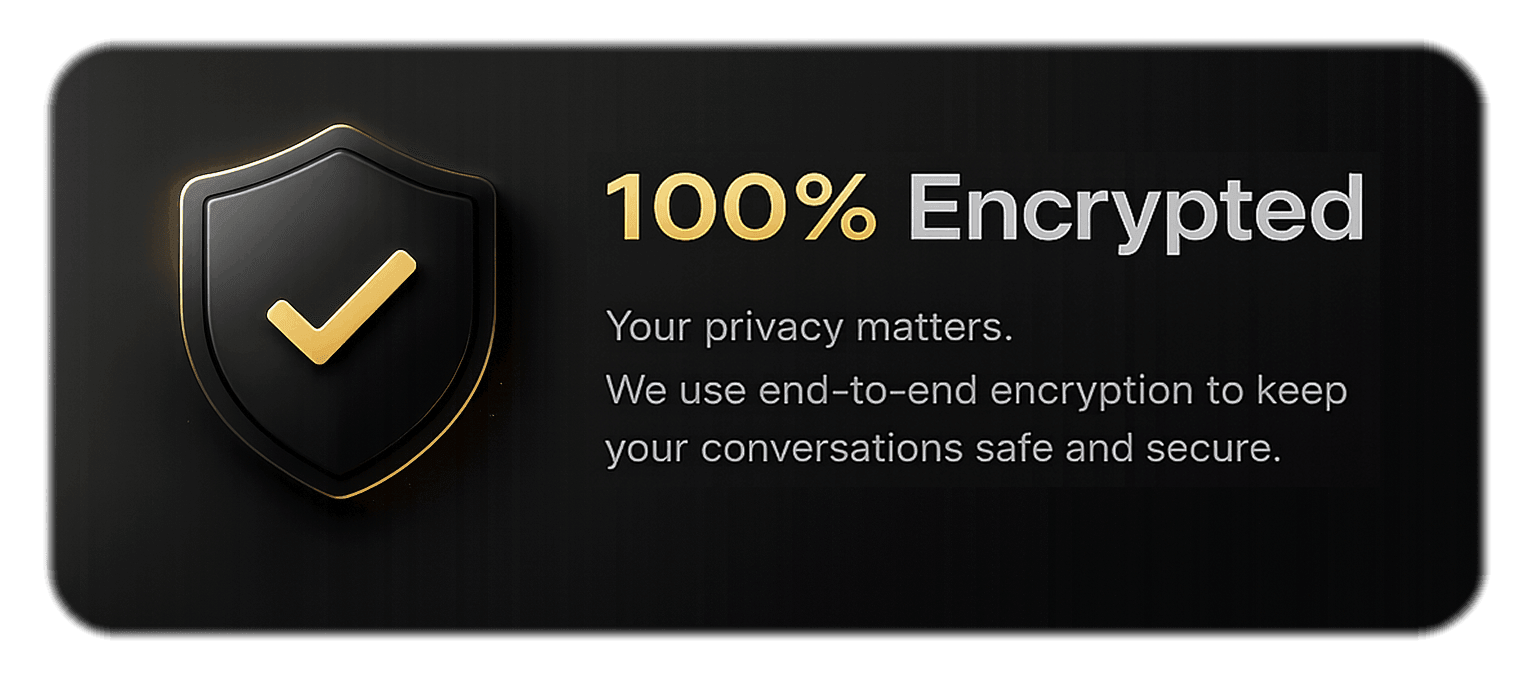 100% Encrypted — end-to-end encryption