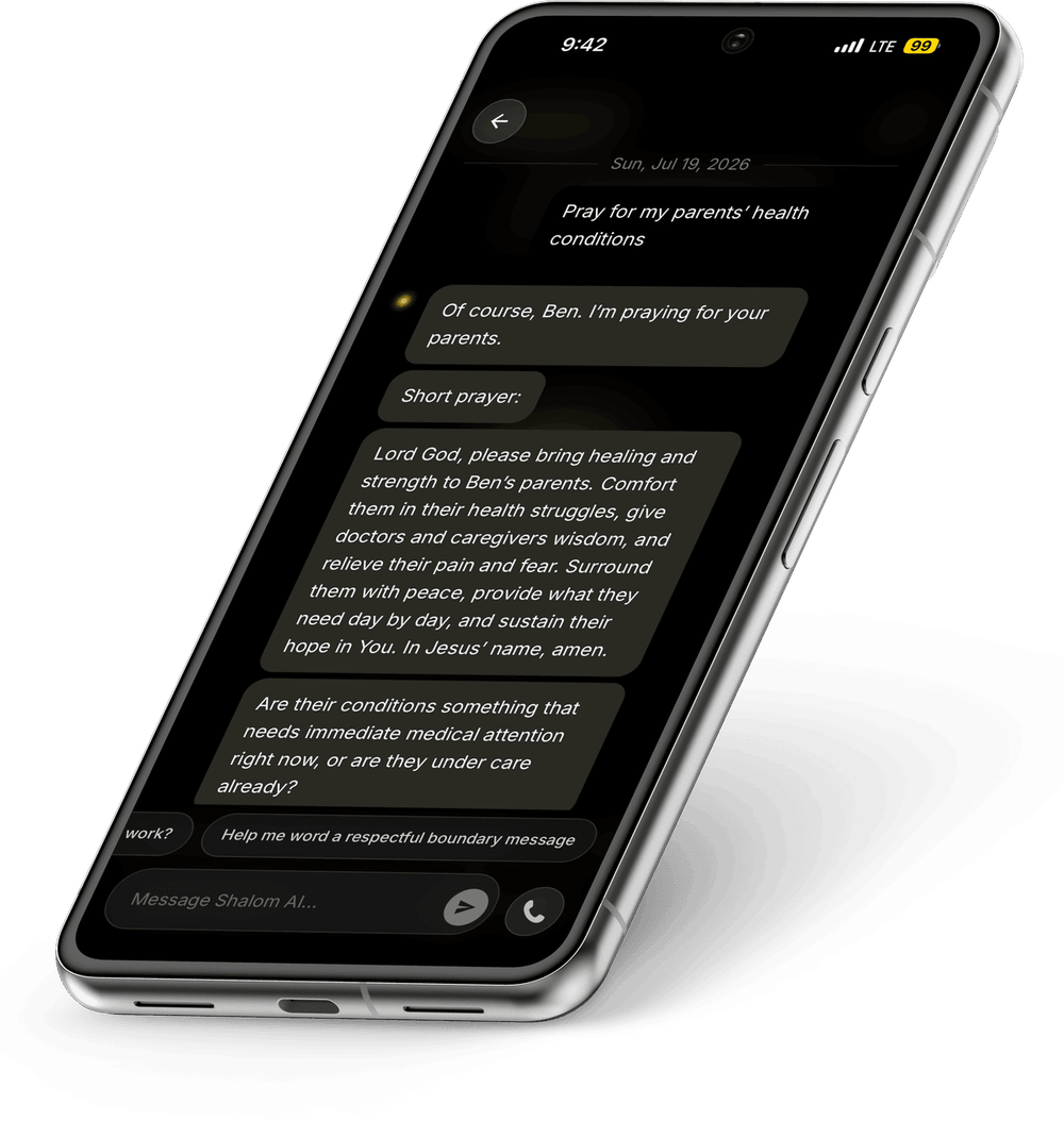 Shalom chat offering 24/7 Scripture-based guidance